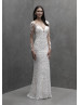 Long Illusion Sleeve Ivory Sequined Lace Sheer Back Wedding Dress